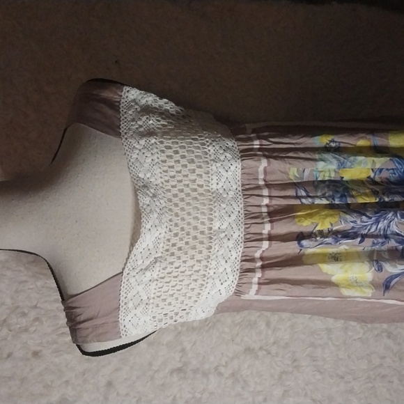 Free People Crochet Floral Satin Midi Dress Size L - Picture 7 of 9